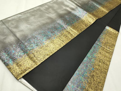 平和屋着物◎六通柄袋帯 霞文 引箔 正絹 逸品 CABF2334qe