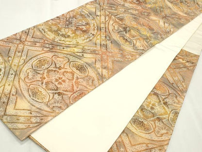 平和屋着物◎六通柄袋帯 正倉院花丸文 金糸 正絹 逸品 CABF2337qe
