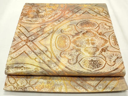 平和屋着物◎六通柄袋帯 正倉院花丸文 金糸 正絹 逸品 CABF2337qe