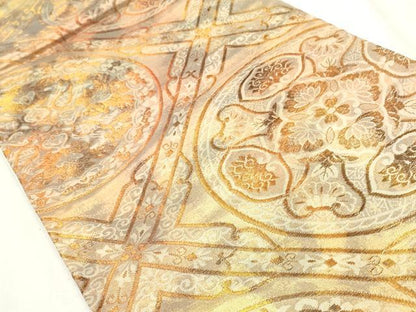 平和屋着物◎六通柄袋帯 正倉院花丸文 金糸 正絹 逸品 CABF2337qe