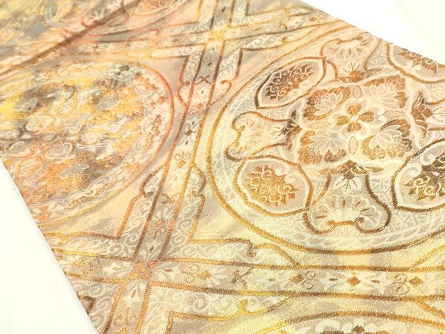 平和屋着物◎六通柄袋帯 正倉院花丸文 金糸 正絹 逸品 CABF2337qe