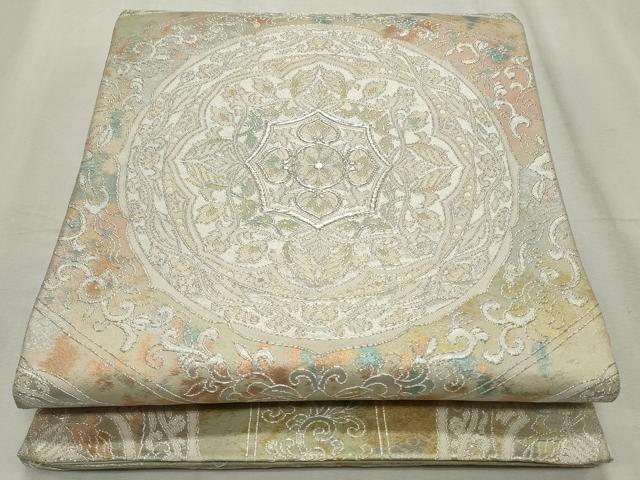 平和屋着物◎六通柄袋帯 唐織 正倉院花唐草文 金銀糸 引箔 正絹 逸品 CABF2338qe