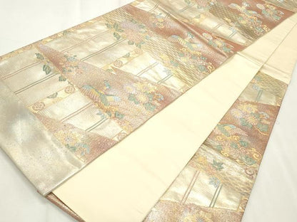 平和屋着物◎六通柄袋帯　鳳凰草花文　金銀し引箔　正絹　逸品　CABF2340qe