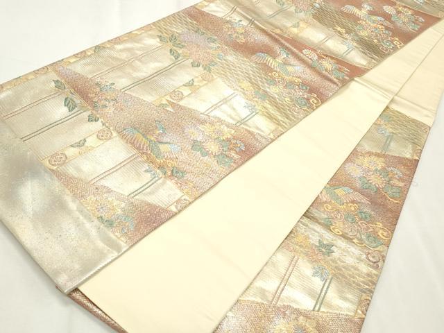 平和屋着物◎六通柄袋帯　鳳凰草花文　金銀し引箔　正絹　逸品　CABF2340qe
