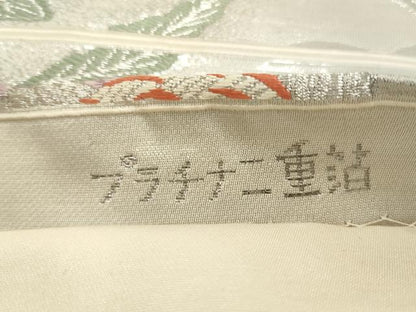平和屋着物◎六通柄袋帯 唐織 更紗花鳥文 珀凰錦 プラチナ二重箔 正絹 逸品 CABF2341qe