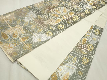 平和屋着物◎六通柄袋帯 正倉院花唐草文 金銀糸 正絹 逸品 CABF2344qe