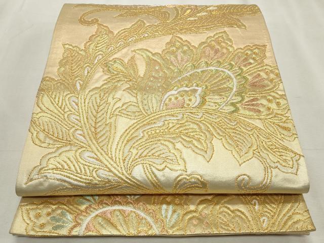 平和屋着物◎六通柄袋帯 更紗花唐草文 金銀糸 正絹 逸品 CABF2345qe