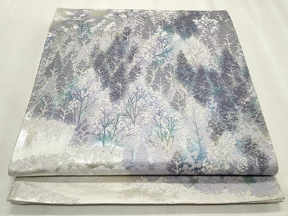 平和屋着物◎六通柄袋帯 蔵王高原 銀糸 引箔 正絹 逸品 CABF2350qe