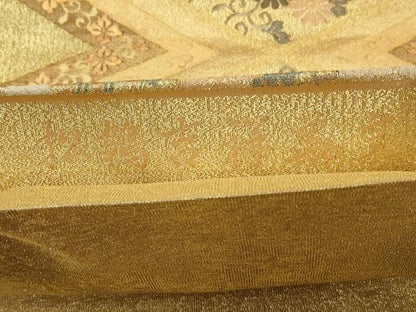 平和屋着物◎六通柄袋帯 松鶴吉祥菱文 金糸 正絹 逸品 CABF2354qe