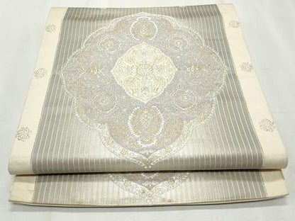 平和屋着物◎六通柄袋帯　正倉院花文　金銀糸　正絹　逸品　CABF2356qe