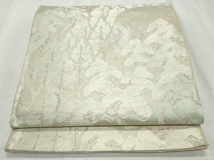 平和屋着物◎六通柄袋帯　草木文　銀糸　引箔　正絹　逸品　CABF2357qe