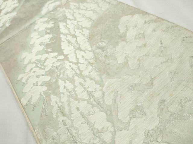 平和屋着物◎六通柄袋帯　草木文　銀糸　引箔　正絹　逸品　CABF2357qe