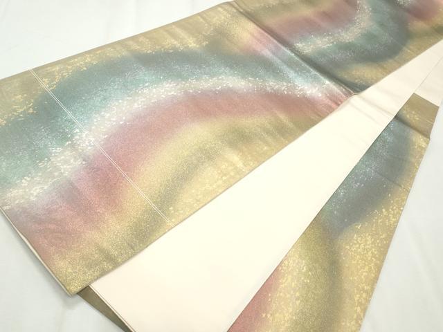 平和屋着物◎六通柄袋帯　霞文　金糸　引箔　正絹　逸品　CABF2360qe