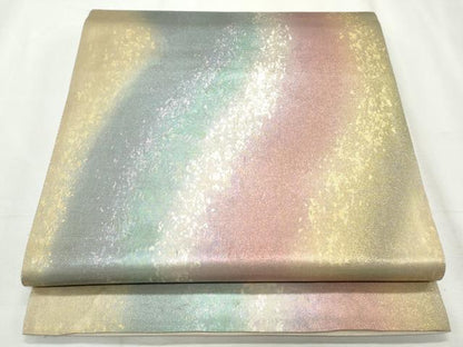 平和屋着物◎六通柄袋帯　霞文　金糸　引箔　正絹　逸品　CABF2360qe