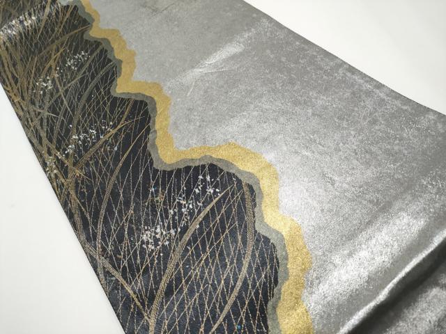 平和屋着物◎六通柄袋帯 道長草木文 引箔 正絹 逸品 CABF2411tx