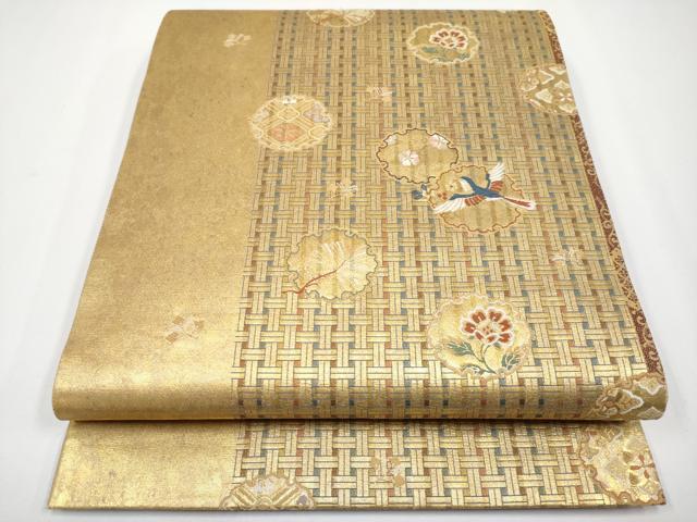 平和屋着物◎西陣 まいづる謹製 六通柄袋帯 唐織 雪輪鳳凰紋 金糸 正絹 逸品 CABF2414tx