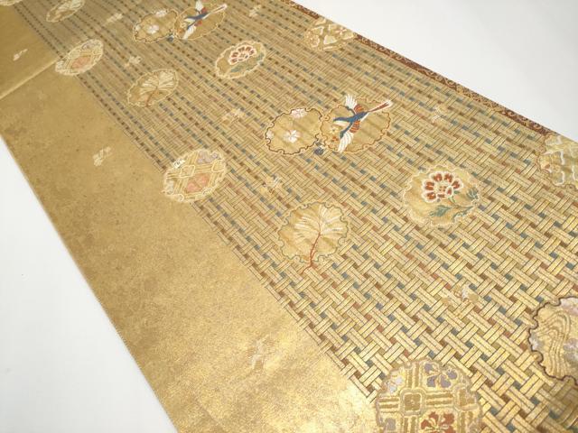 平和屋着物◎西陣 まいづる謹製 六通柄袋帯 唐織 雪輪鳳凰紋 金糸 正絹 逸品 CABF2414tx