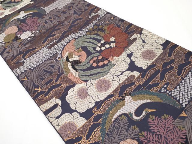 平和屋着物◎六通柄袋帯 唐織 鳳凰霞花文 金糸 正絹 逸品 CABF2419tx