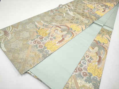 平和屋着物◎六通柄袋帯 唐織 松皮連亀甲文 金銀糸 正絹 逸品 CABF2425tx
