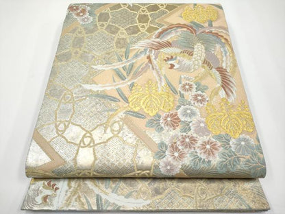 平和屋着物◎六通柄袋帯 唐織 松皮連亀甲文 金銀糸 正絹 逸品 CABF2425tx