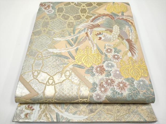 平和屋着物◎六通柄袋帯 唐織 松皮連亀甲文 金銀糸 正絹 逸品 CABF2425tx