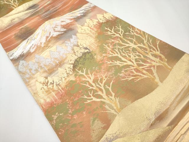 平和屋着物◎六通柄袋帯 遠山樹林文 金銀糸 正絹 逸品 CABF2433tx