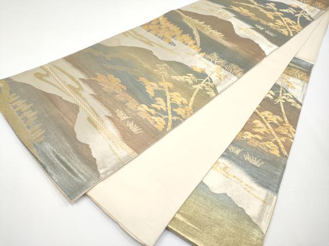 平和屋着物◎六通柄 京袋帯 渡橋樹林文 金銀糸 正絹 逸品 CABF2435tx