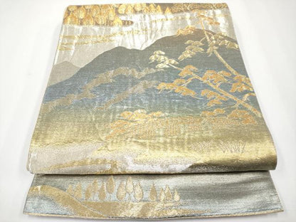 平和屋着物◎六通柄 京袋帯 渡橋樹林文 金銀糸 正絹 逸品 CABF2435tx
