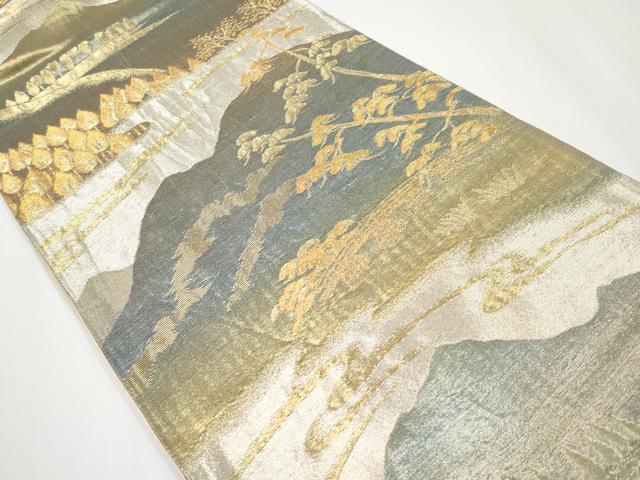平和屋着物◎六通柄 京袋帯 渡橋樹林文 金銀糸 正絹 逸品 CABF2435tx