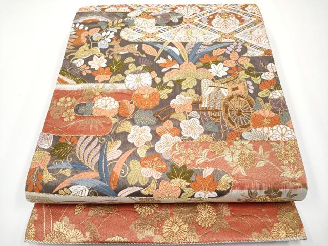 平和屋着物◎六通柄袋帯　唐織　慶長雲取文　金銀糸　正絹　逸品　CABF2440tx