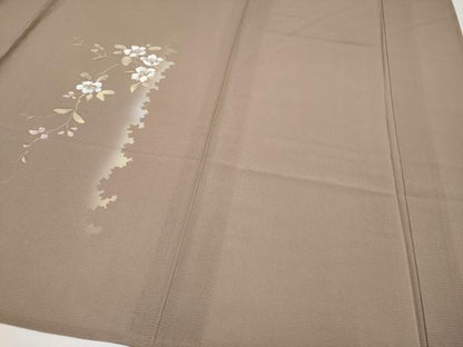 平和屋着物＊夏物 訪問着 絽 手描き 枝花文 シルエット 正絹 逸品 CABF2442tx