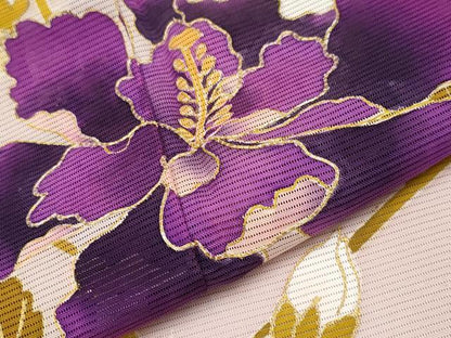 平和屋着物＊夏物 訪問着 絽 駒刺繍 枝花文 金彩 正絹 逸品 CABF2444tx