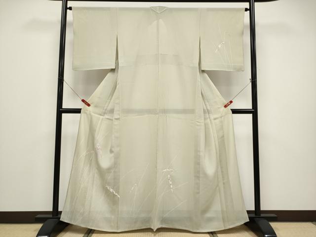 平和屋着物＊夏物　訪問着　絽　笹竹文　黒地　銀彩　正絹　逸品　CABF2455tx 平和屋着物＊夏物 訪問着 絽 笹竹文 銀彩 正絹 逸品 CABF2446tx