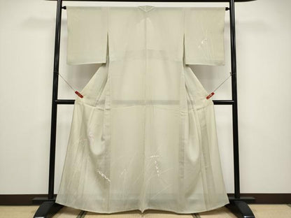 平和屋着物＊夏物 訪問着 絽 笹竹文 銀彩 正絹 逸品 CABF2446tx