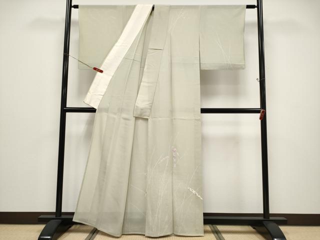 平和屋着物＊夏物 訪問着 絽 笹竹文 銀彩 正絹 逸品 CABF2446tx
