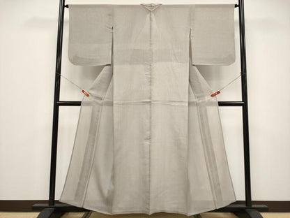 平和屋着物＊夏物 訪問着 紗紬 片身替わり 格子 縞 正絹 逸品 CABF2450tx
