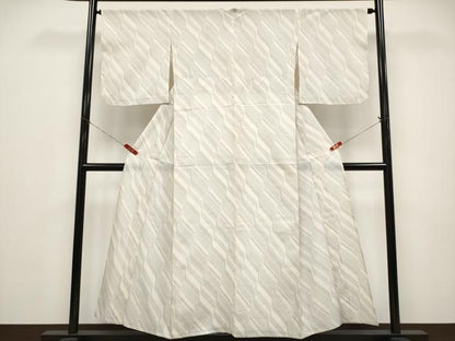 平和屋着物＊夏物　紗紬　幾何学文様　正絹　逸品　CABF2451tx