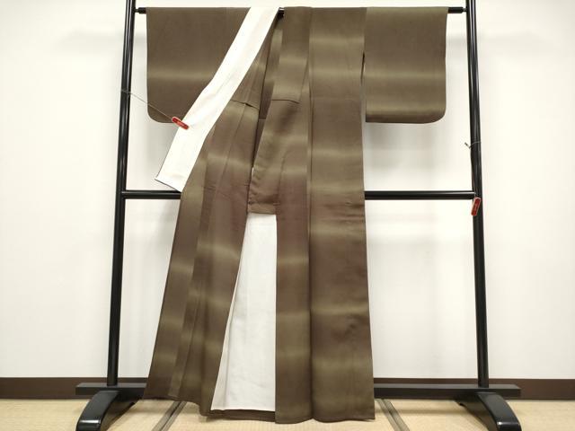 平和屋着物＊夏物 小紋 絽縮緬 横段文 正絹 逸品 CABF2452tx