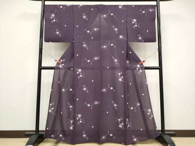 平和屋着物＊夏物 小紋 絽 枝花文 蛍暈し 正絹 逸品 CABF2453tx