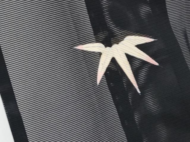 平和屋着物＊夏物 訪問着 絽 笹竹文 黒地 銀彩 正絹 逸品 CABF2455tx