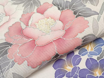 平和屋着物＊夏物 訪問着 絽 刺繍 枝花文 銀彩 正絹 逸品 CABF2456tx