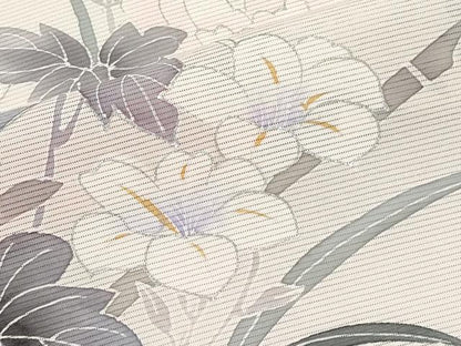 平和屋着物＊夏物 訪問着 絽 刺繍 枝花文 銀彩 正絹 逸品 CABF2456tx