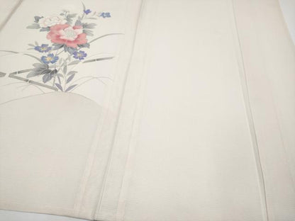 平和屋着物＊夏物 訪問着 絽 刺繍 枝花文 銀彩 正絹 逸品 CABF2456tx