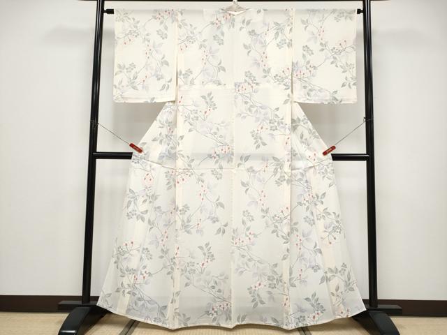 平和屋着物＊夏物 小紋 絽 枝花文 正絹 逸品 CABF2457tx