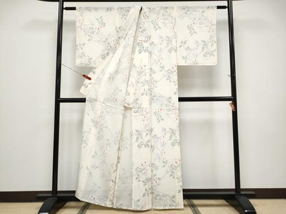 平和屋着物＊夏物 小紋 絽 枝花文 正絹 逸品 CABF2457tx