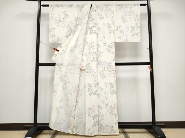 平和屋着物＊夏物 小紋 絽 枝花文 正絹 逸品 CABF2457tx