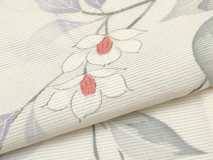 平和屋着物＊夏物 小紋 絽 枝花文 正絹 逸品 CABF2457tx