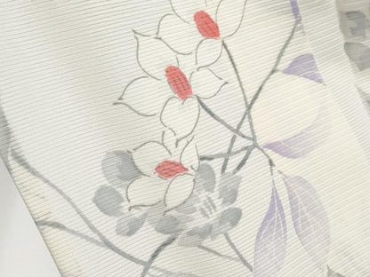 平和屋着物＊夏物 小紋 絽 枝花文 正絹 逸品 CABF2457tx