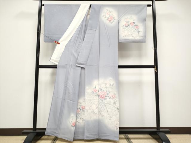 平和屋着物＊夏物　訪問着　絽　ろうけつ染　枝花文　正絹　逸品　CABF2445tx 平和屋着物＊夏物 訪問着 絽 ろうけつ染 枝花文 正絹 逸品 CABF2445tx