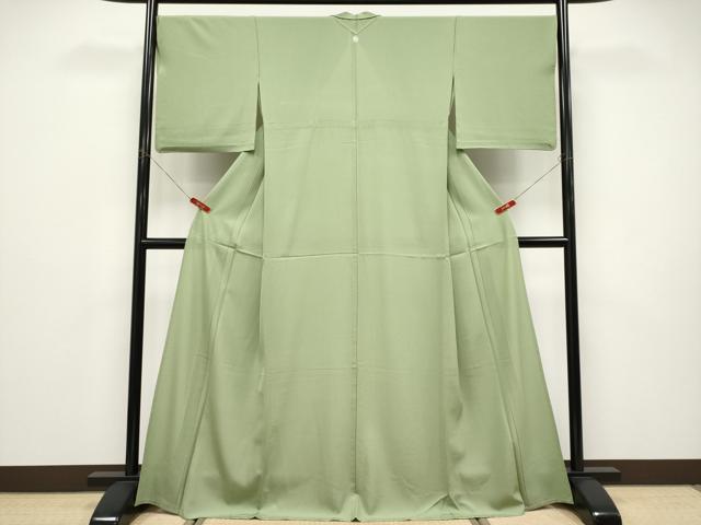 平和屋着物＊夏物　色無地　絽　若葉色　正絹　逸品　CABF2463tx 平和屋着物＊夏物 色無地 絽 若葉色 正絹 逸品 CABF2463tx